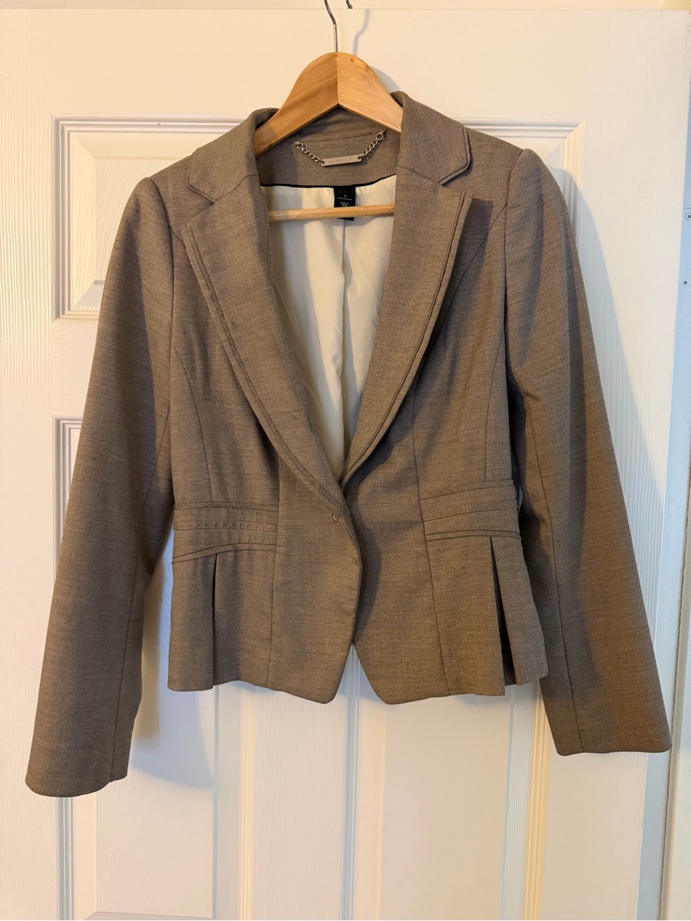 White + Warren Gray Tailored Peplum Blazer
